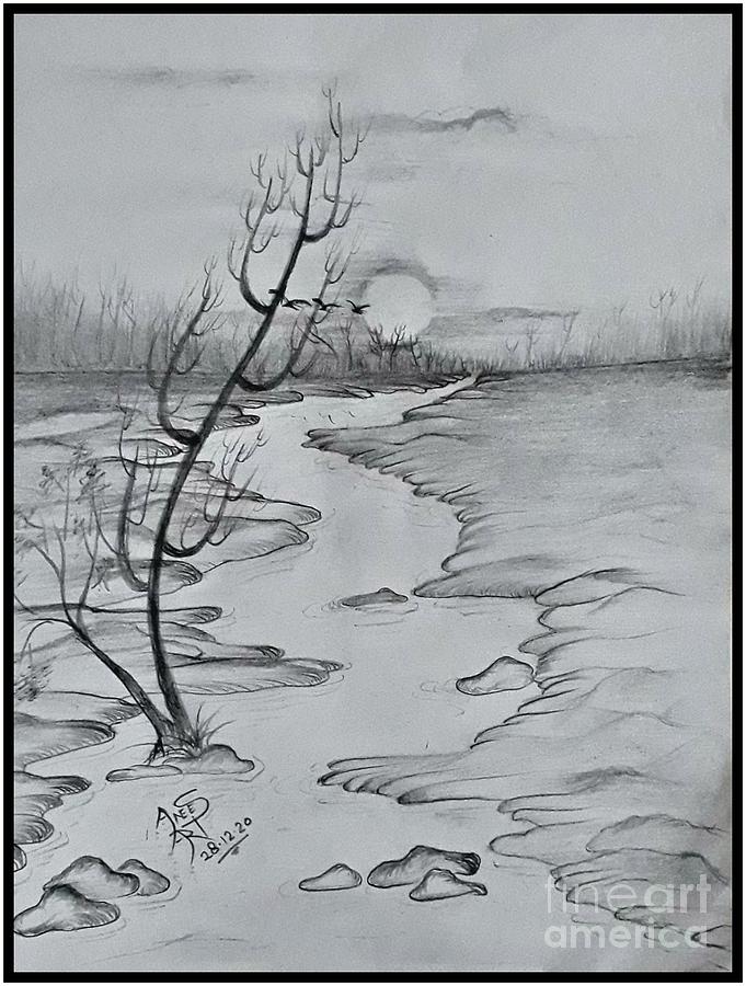 Landscape Drawing - Scenery #1 by Mohammad Anees Mansoori