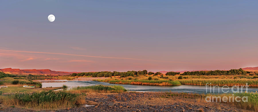 Scenic sunset view at the Orange river border river with South A #1 Photograph by Marek Poplawski