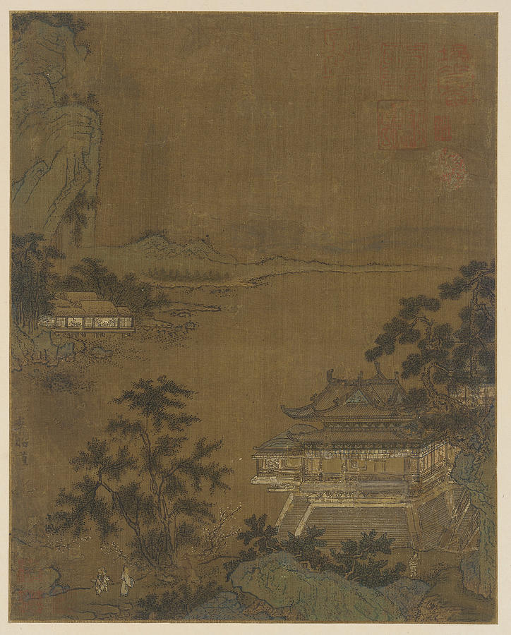 Scholar Arriving at a Riverside Pavilion Painting by Follower of Shi ...