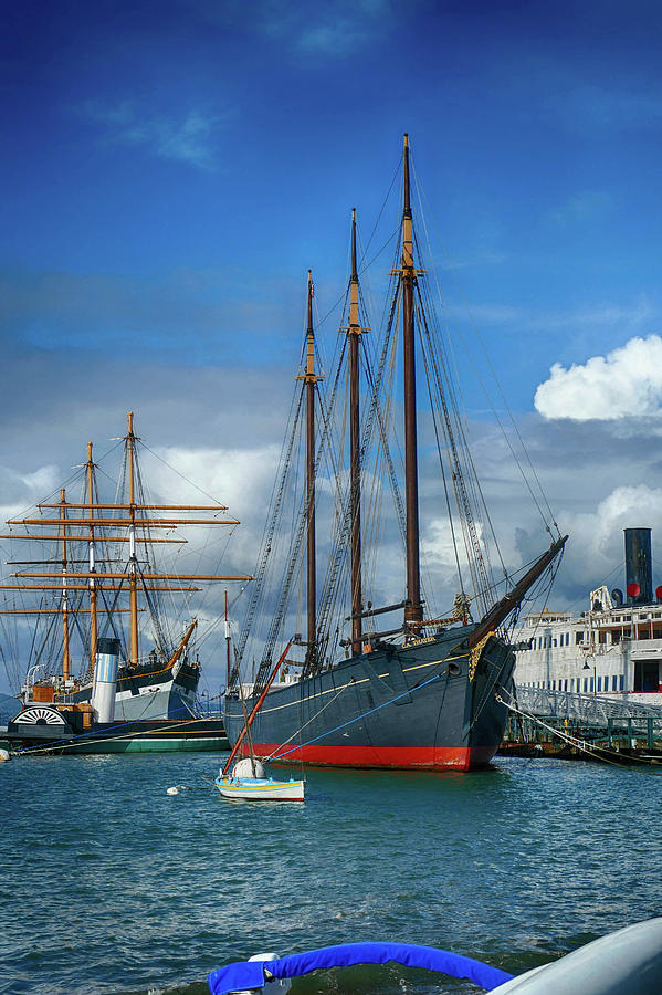 Schooner C. A. Thayer and square rigged ship Balcutha Photograph by Steve Estvanik