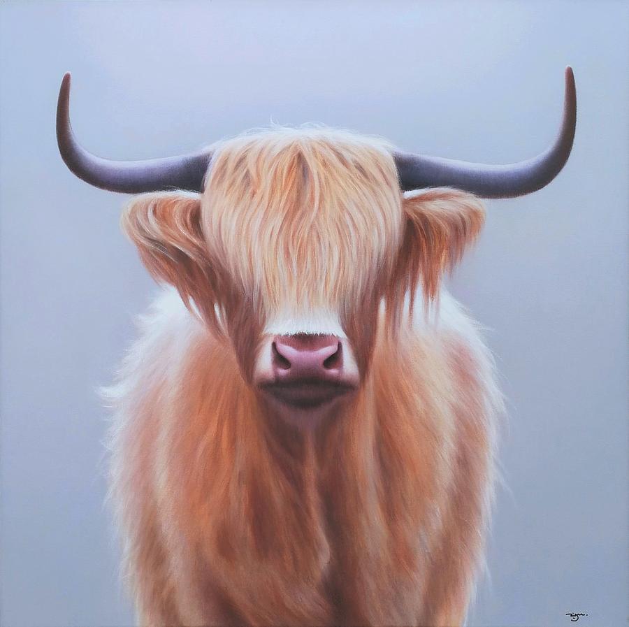 Scott Highland Cattle #1 Painting by Zusheng Yu