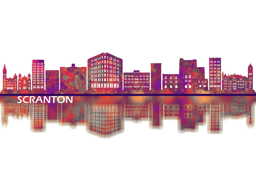 Scranton Pennsylvania Skyline #1 Mixed Media by NextWay Art