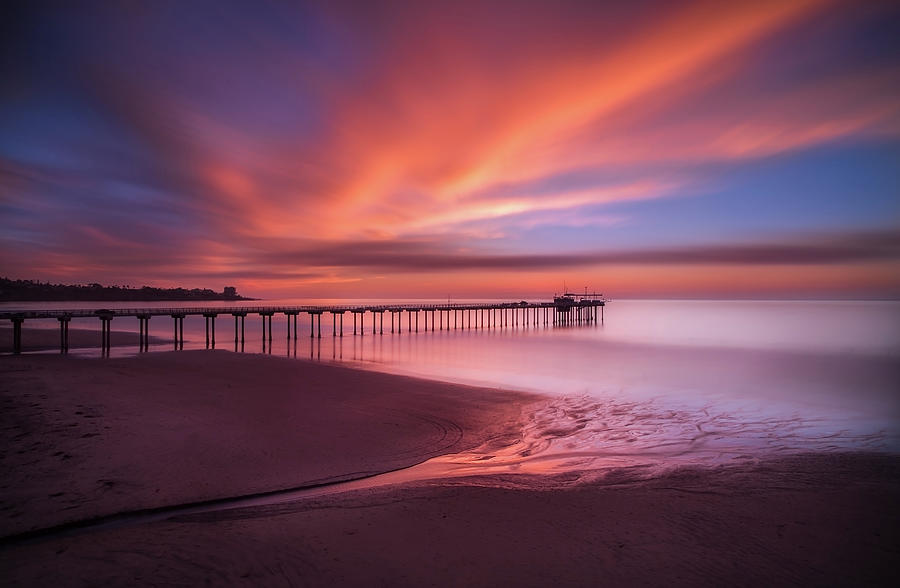 Sunset Photograph - Scripps Pier Sunset #1 by Larry Marshall