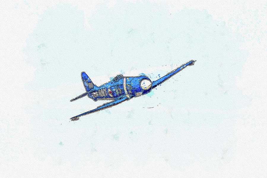 Sea Fury in watercolor ca by Ahmet Asar #1 Painting by Celestial Images