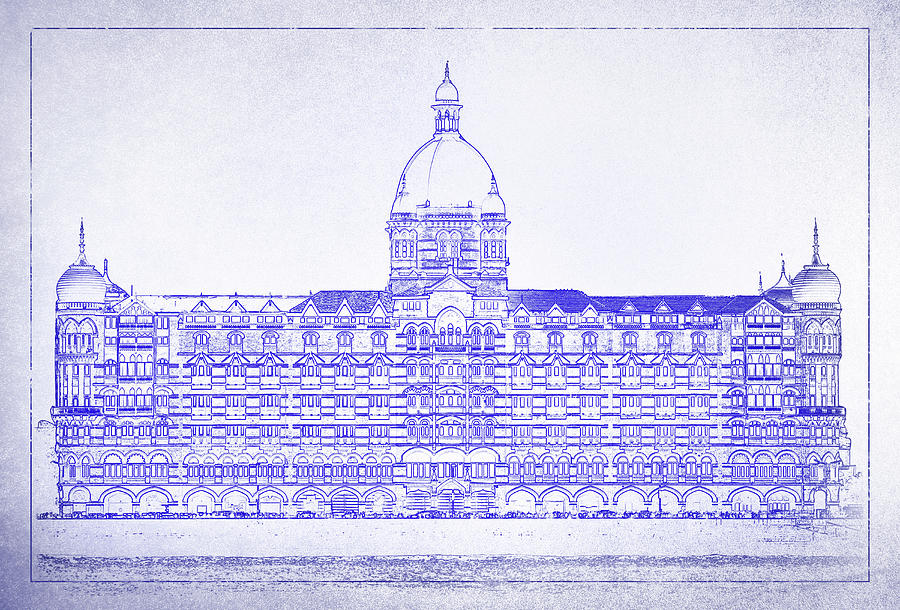 The Gateway of India Taj hotel Mumbai Sketch  Gulf Art Gallery