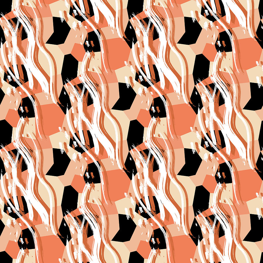 Seamless Abstract Trendy Pattern With Peach Drawing