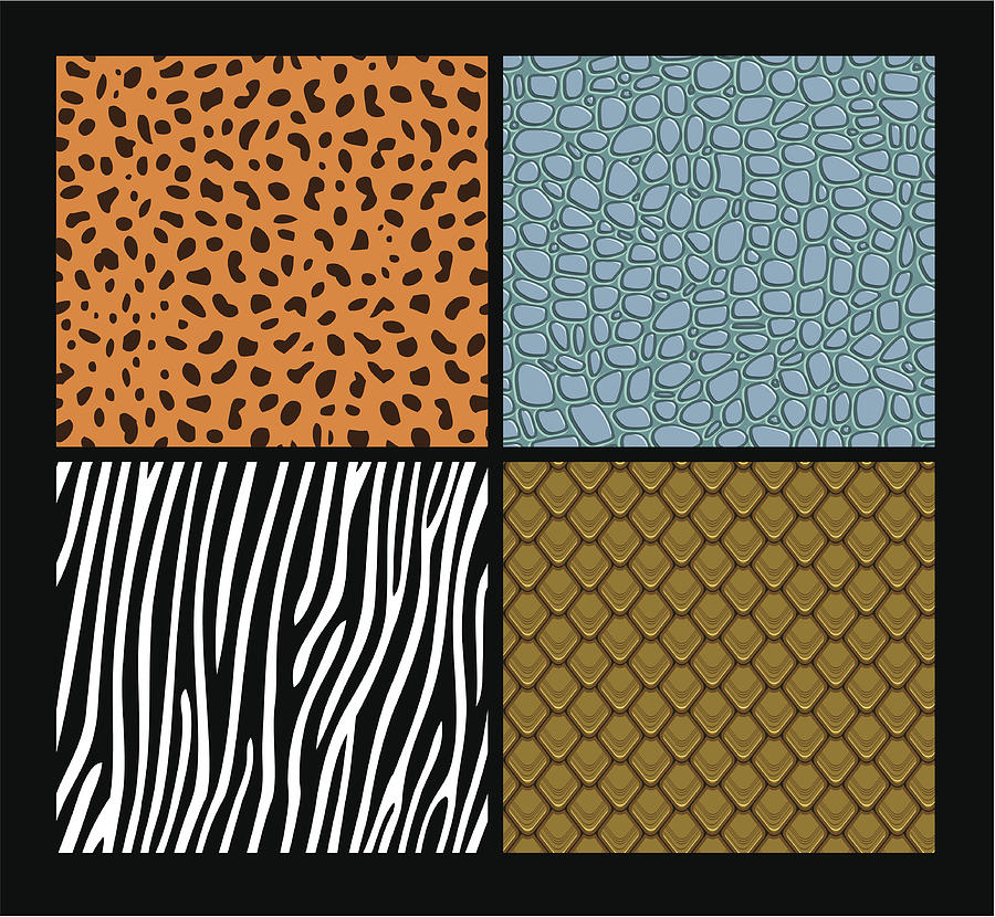 Seamless exotic animals skin patterns #1 Drawing by Askmenow