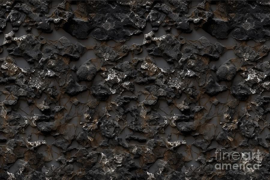 Dragon Painting - Seamless Luxurious Rough Raw Black Onyx Mineral Slab Background Texture Tileable Dragon Stone Or Obsidian Cave Wall Repeat Pattern Luxury Concept Wallpaper Backdrop High Resolution 3d Rendering #1 by N Akkash
