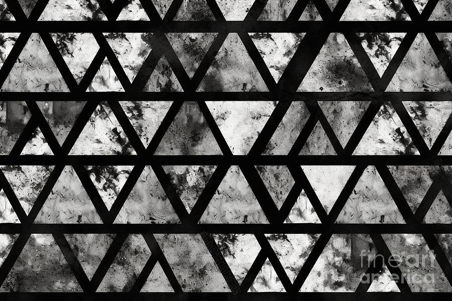 Vintage Painting - Seamless Painted Grungy Geometric Triangles Black And White Artistic Acrylic Paint Texture Background Tileable Creative Grunge Monochrome Hand Drawn Abstract Wallpaper Motif Surface Pattern Design #1 by N Akkash