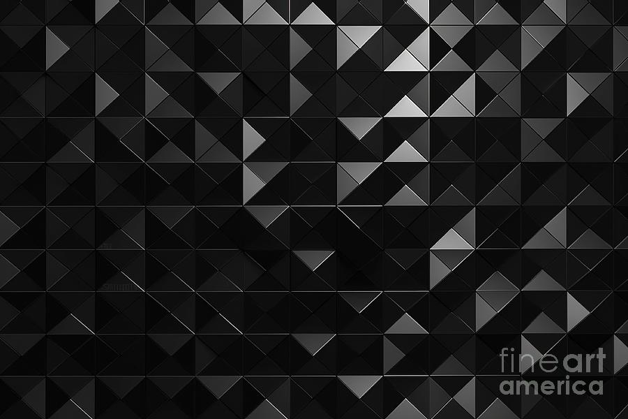 Seamless Rich Luxe Black Triangle Mosaic Pattern Backdrop Tileable Dark  Charcoal Grey Low Poly Twinkling Geometric Polygon Background Texture With