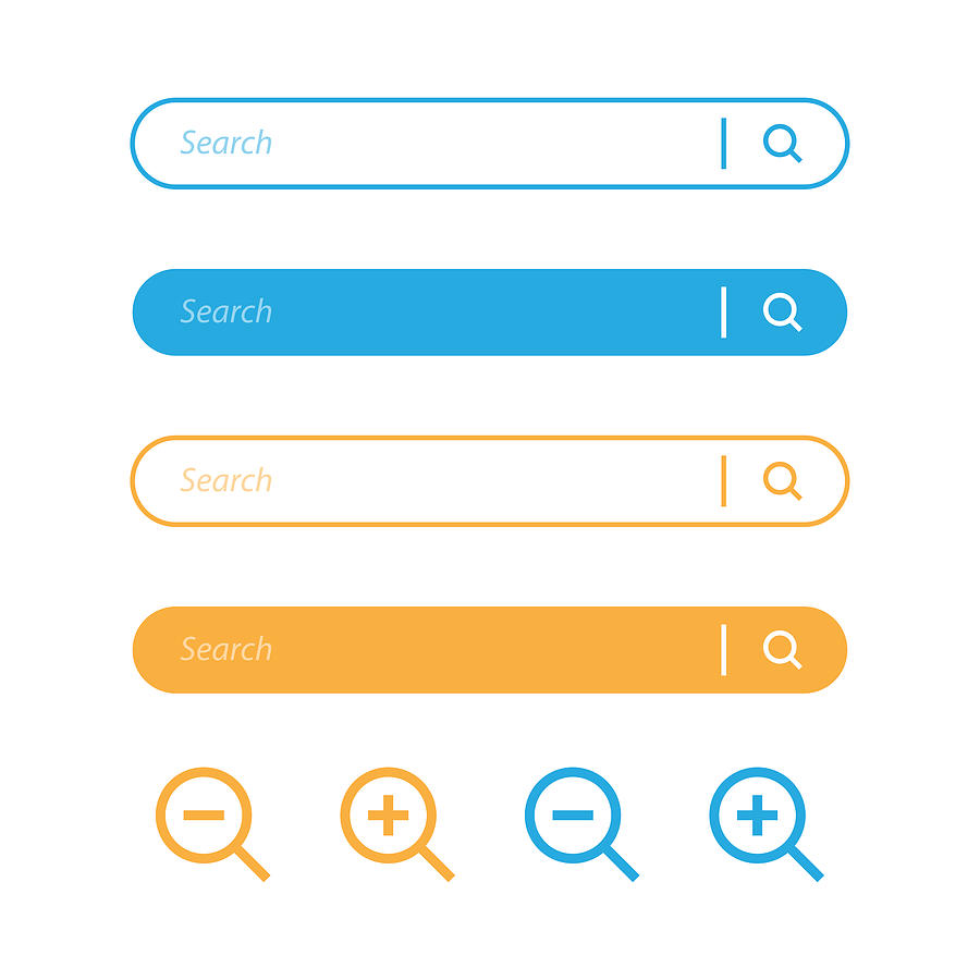 Search Bar and Magnifying Glass Icon Design. Drawing by Designer29