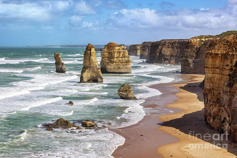 Seascape of the Twelve Apostles on the Great Ocean Road, Australia. These limestone sea stacks are located along the shore line of Port Campbell National Park. #1 Photograph by Jane Rix