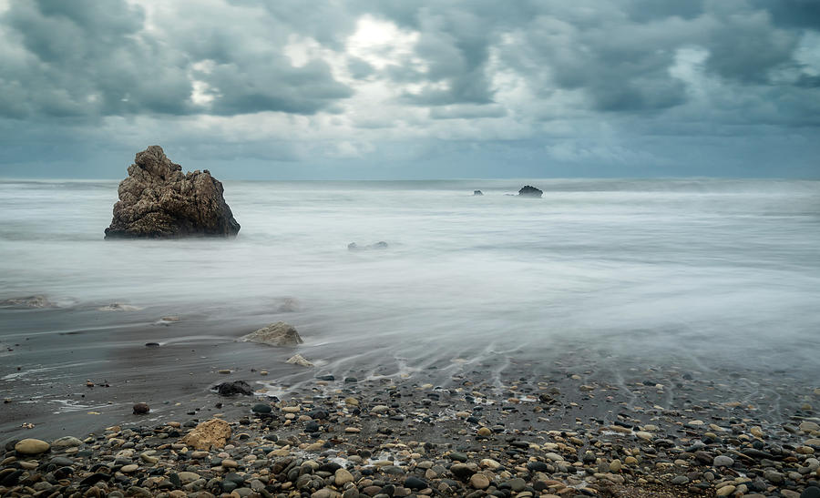 Seascape with windy waves during stormy weather a  rocky coastline #1 Photograph by Michalakis Ppalis