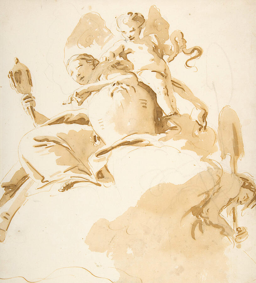 Italian Painters Drawing - Seated Woman With A Winged Putto 1 by Giovanni Battista Tiepolo Italian Painters Drawing - Seated Woman With A Winged Putto 1 by Giovanni Battista Tiepolo