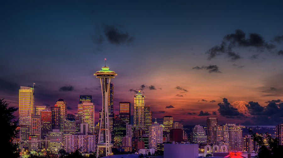 Seattle At Sunset #1 Photograph by Mountain Dreams
