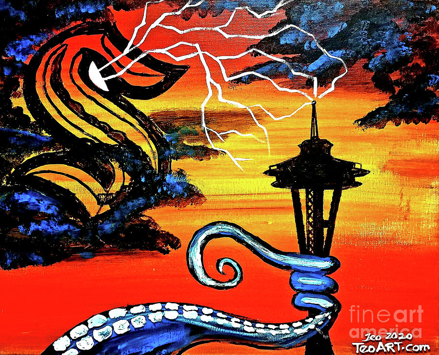 Seattle Kraken Nhl Hockey Art T-Shirt by Teo Alfonso - Fine Art
