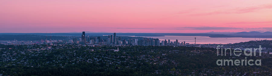 Seattle Sunset Panorama #1 Photograph by Mike Reid