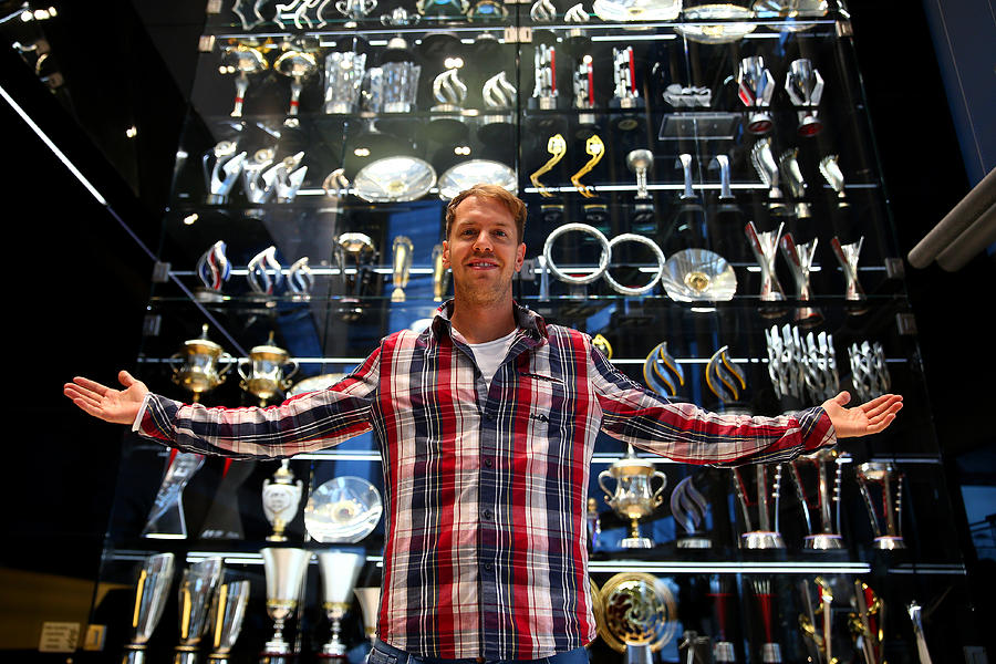 Sebastian Vettel Visits The Red Bull Racing Factory #1 Photograph by Mark Thompson