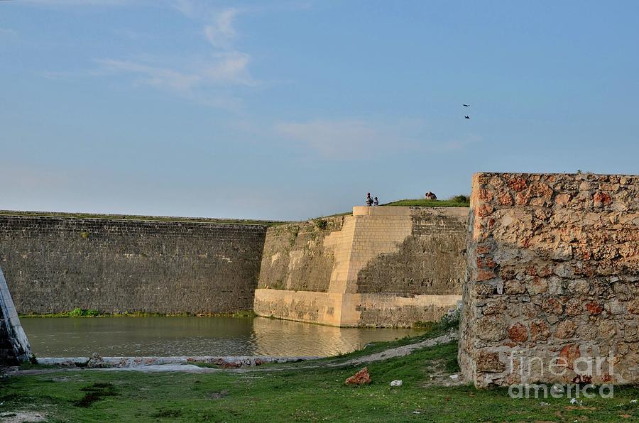 Sections of wall and moat with water at Jaffna Fort Sri Lanka #3 Photograph by Imran Ahmed