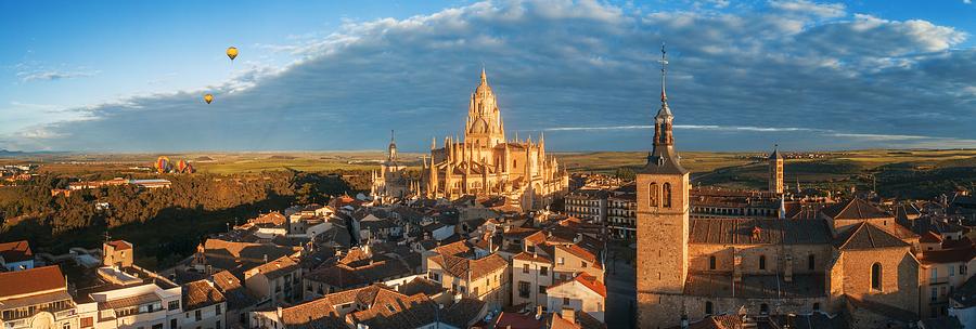 Segovia Cathedral aerial panorama view  #1 Photograph by Songquan Deng