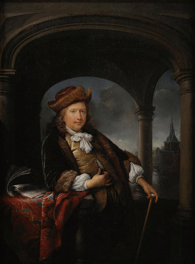 Gerrit Dou Painting - Self Portrait at Age Fifty  #1 by Gerrit Dou
