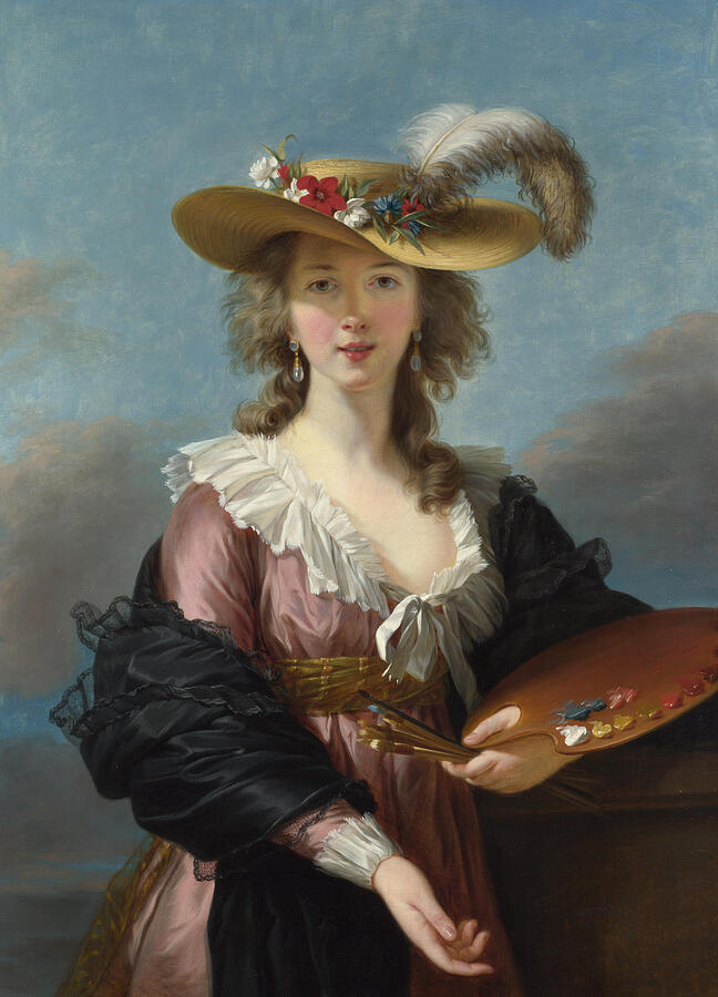 Self-portrait in a Straw Hat #1 Painting by Louise Elisabeth Vigee Le Brun