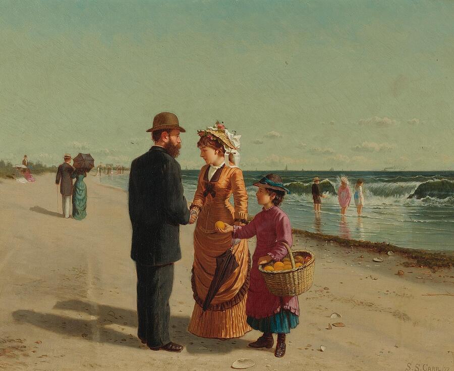 Beach Painting - Selling Oranges By The Seashore  #1 by Samuel S Carr American