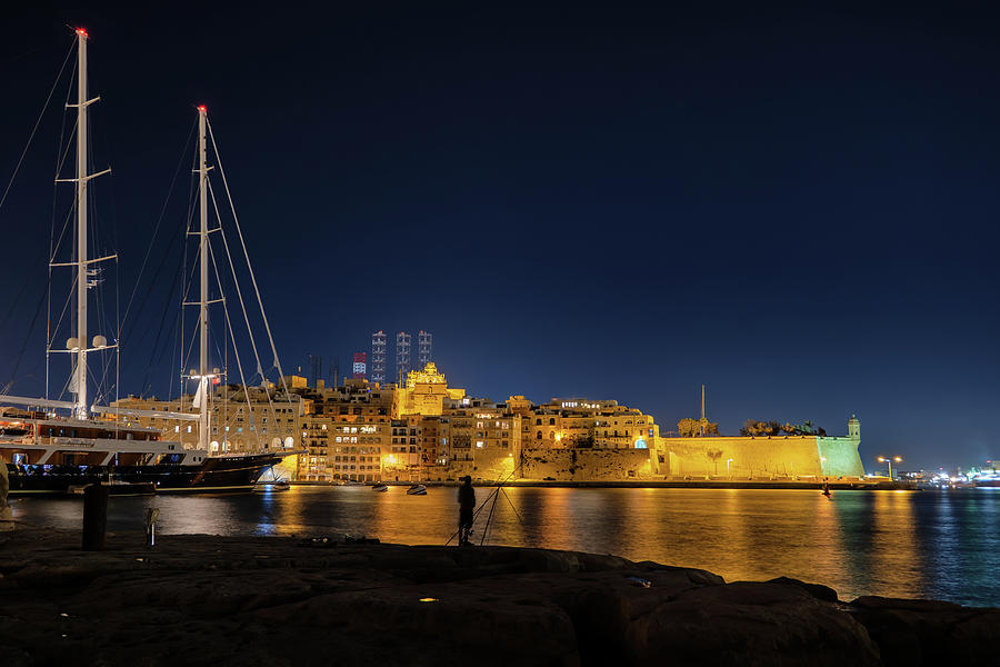 Senglea City Skyline At Night In Malta Photograph by Artur Bogacki ...