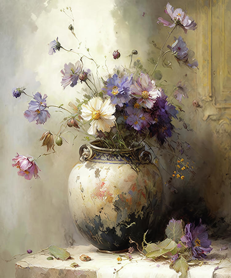 Sentimental Dark Floral Oil Painting in painting Style Digital Art by ...