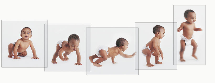 Sequence Showing a Baby in a Nappy Learning to Walk #1 Photograph by Digital Vision.