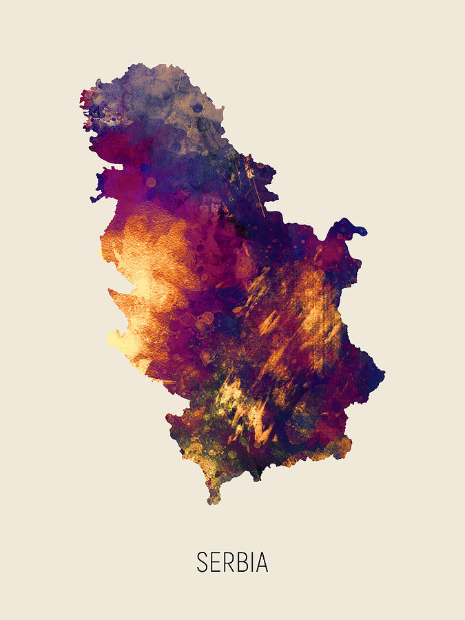 Serbia Watercolor Map #1 Digital Art by Michael Tompsett