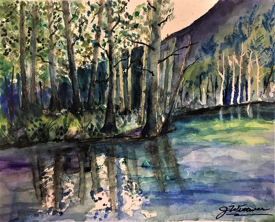 Serene Lakeside  #1 Painting by Julie Wittwer