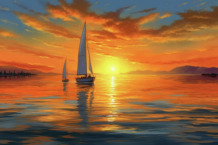 Serene Sunset Digital Art #1 Digital Art by Scott Meyer
