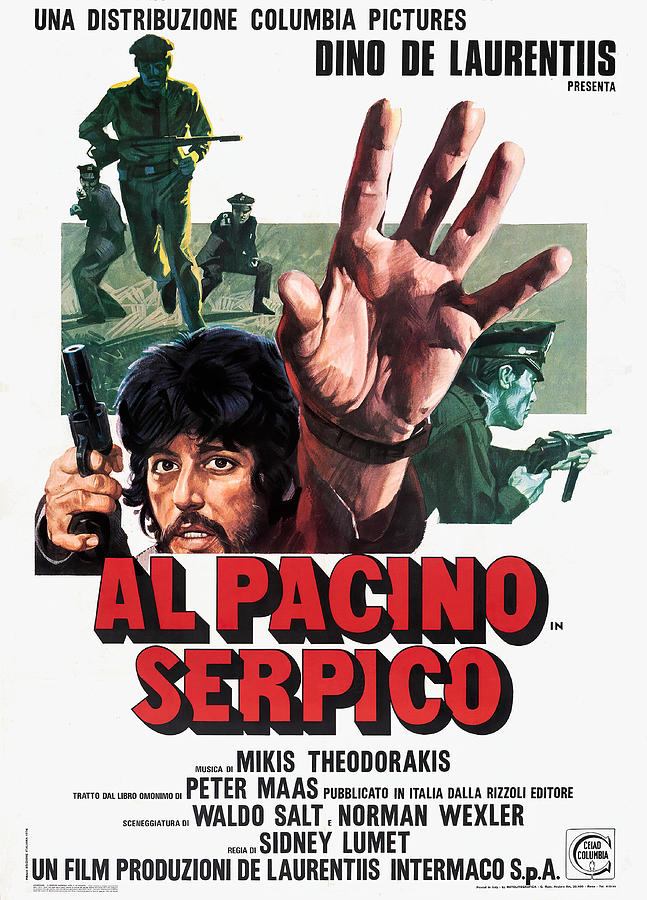 Al Pacino Mixed Media - Serpico, 1973 by Movie World Posters