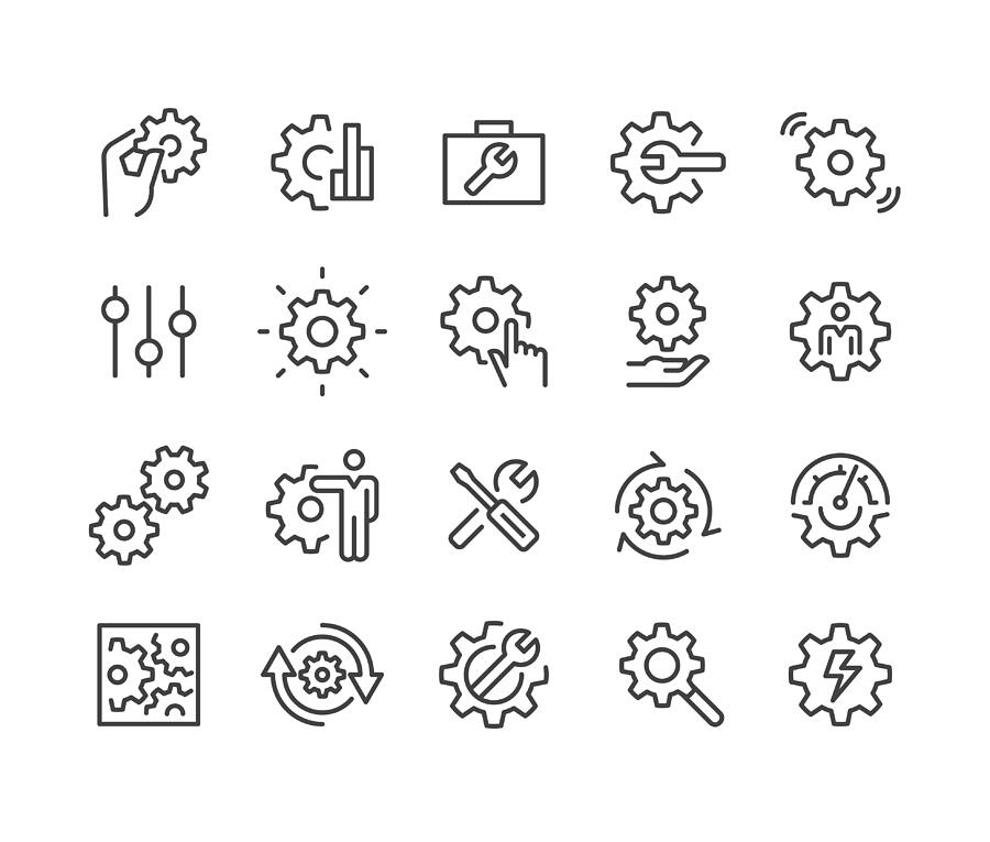 Settings Icons - Classic Line Series #1 Drawing by -victor-