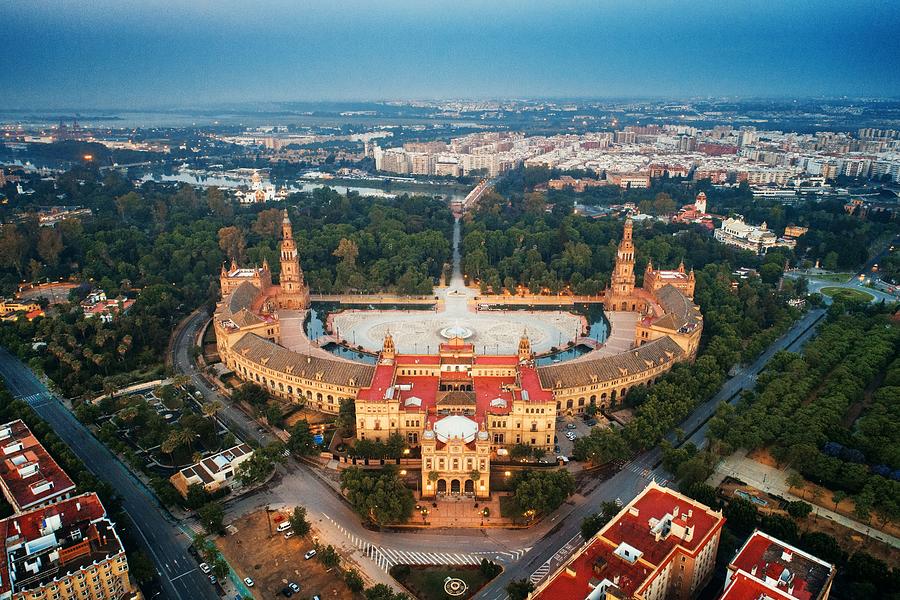 Seville Plaza de Espana aerial view #1 Photograph by Songquan Deng
