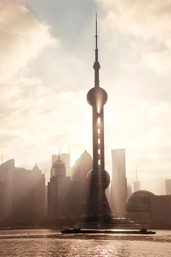 Shanghai morning with sunny sky  #1 Photograph by Songquan Deng