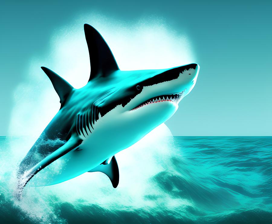 Shark, Generative AI Illustration Digital Art by Miroslav Nemecek ...