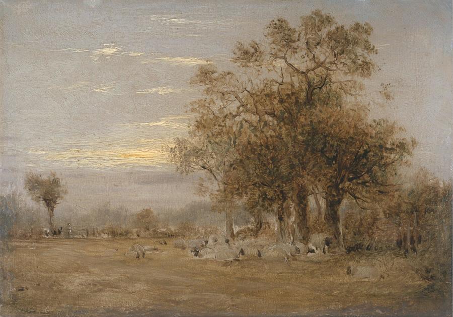 Sheep Painting - Sheep Grazing #1 by John Linnell