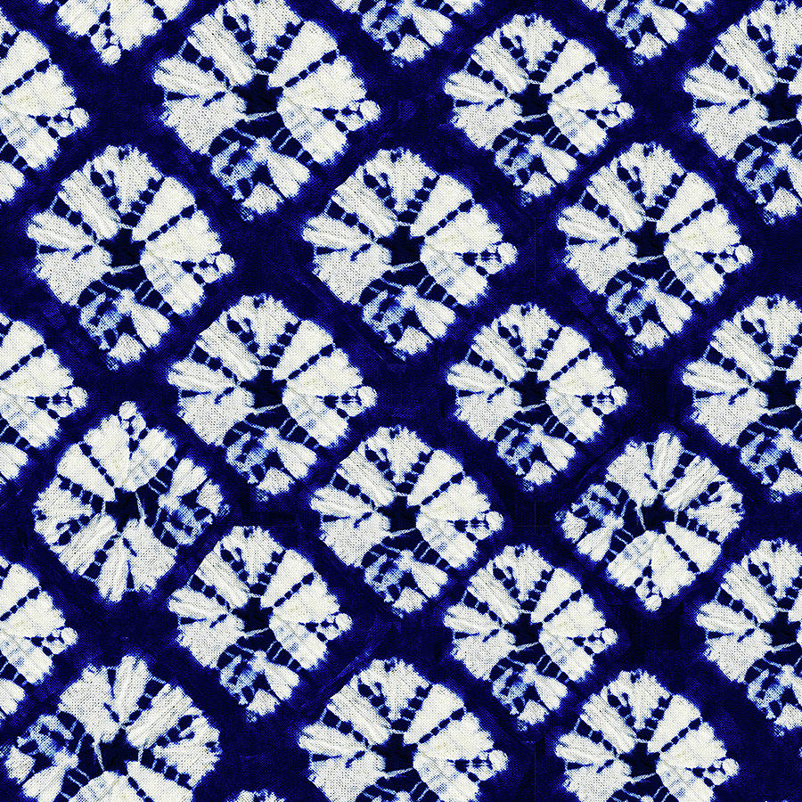 Shibori Tie Dye Indigo #1 Digital Art by Vagabond Folk Art - Virginia Vivier