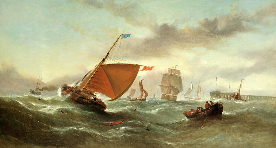 Shipping in a squall #2 Painting by William Callcott Knell