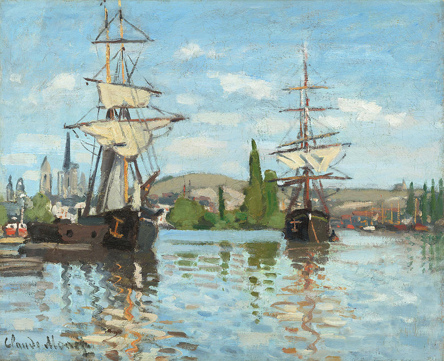 Paul Gauguin Painting - Ships Riding on the Seine at Rouen #1 by MotionAge Designs