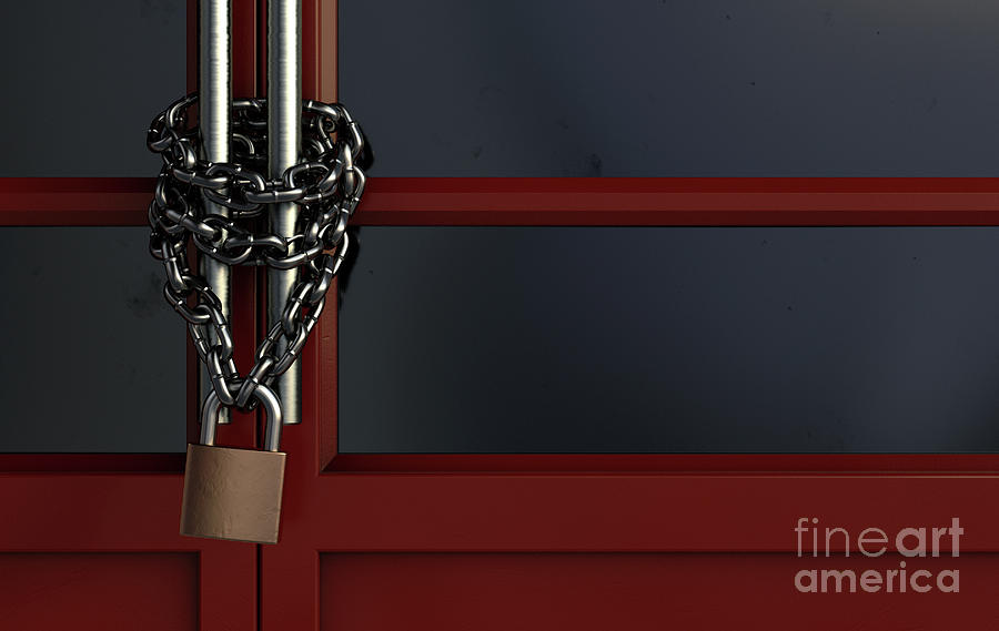 Shop Door Chained Lockdown Digital Art
