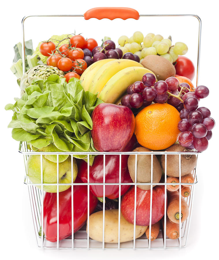 Shopping basket with fruits and vegetables #1 Photograph by Aluxum