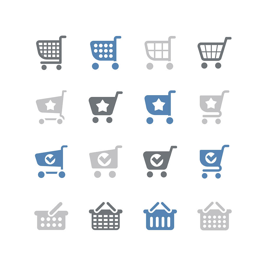 Shopping cart and shopping basket icons #1 Drawing by Fairywong