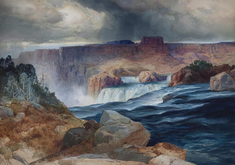 Shoshone Falls By Thomas Moran Painting