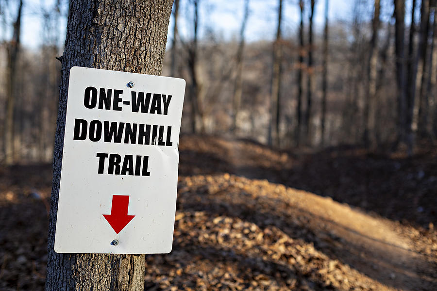 Sign for the downhill mountain biking trail in Northwest Arkansas #1 Photograph by Wesley Hitt