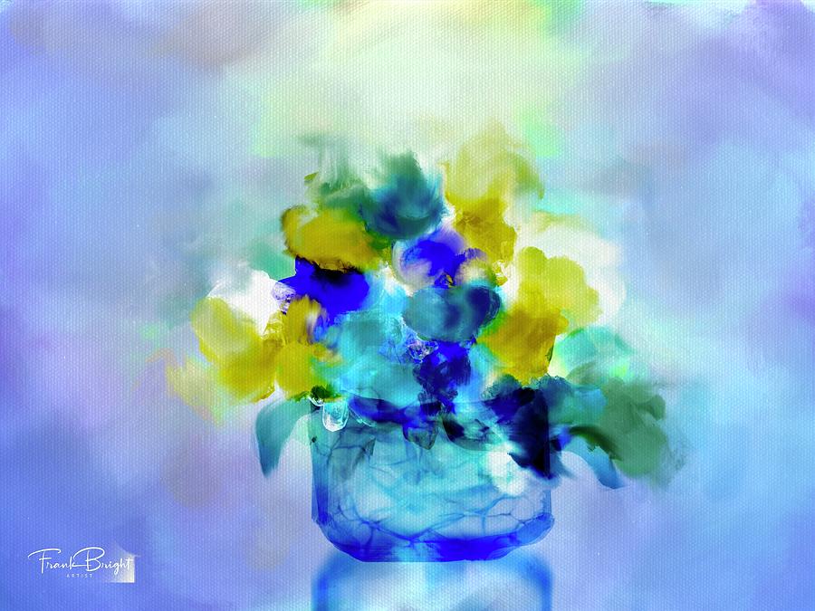 Silhouette In Blue Flowers #1 Digital Art by Frank Bright