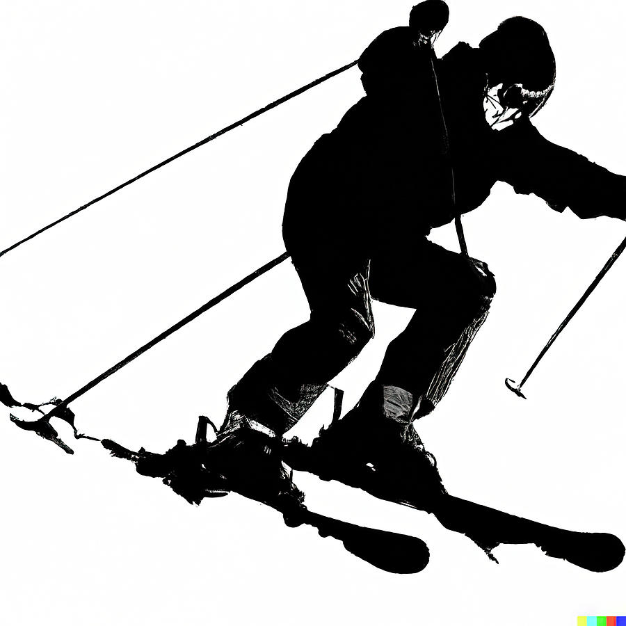 Silhouette of skier on steep mountain slope #1 Photograph by Steve Estvanik