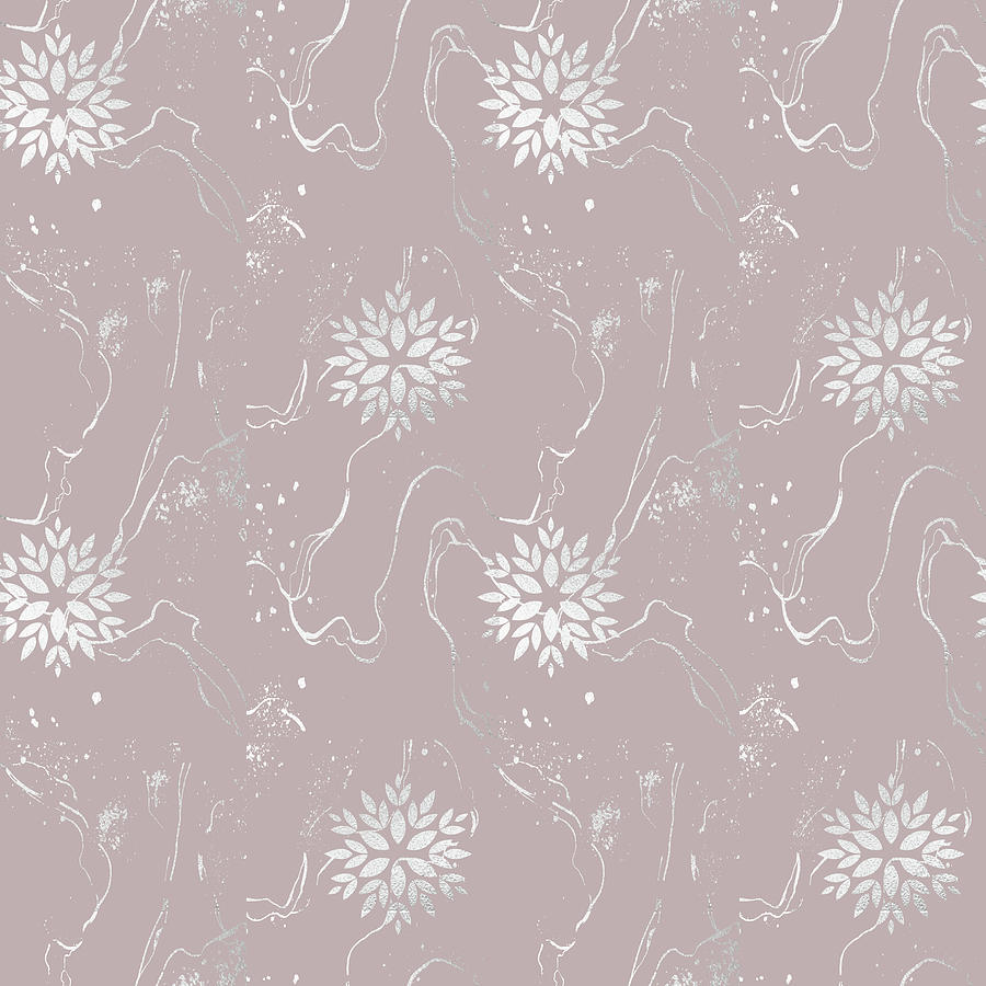 Silver Floral Pattern - 05 Digital Art